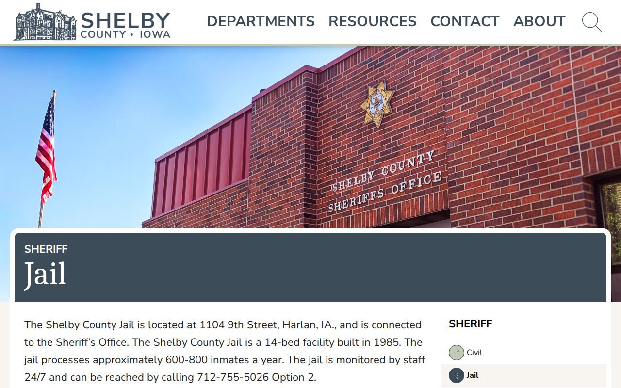 Shelby County Jail official contact and facility page