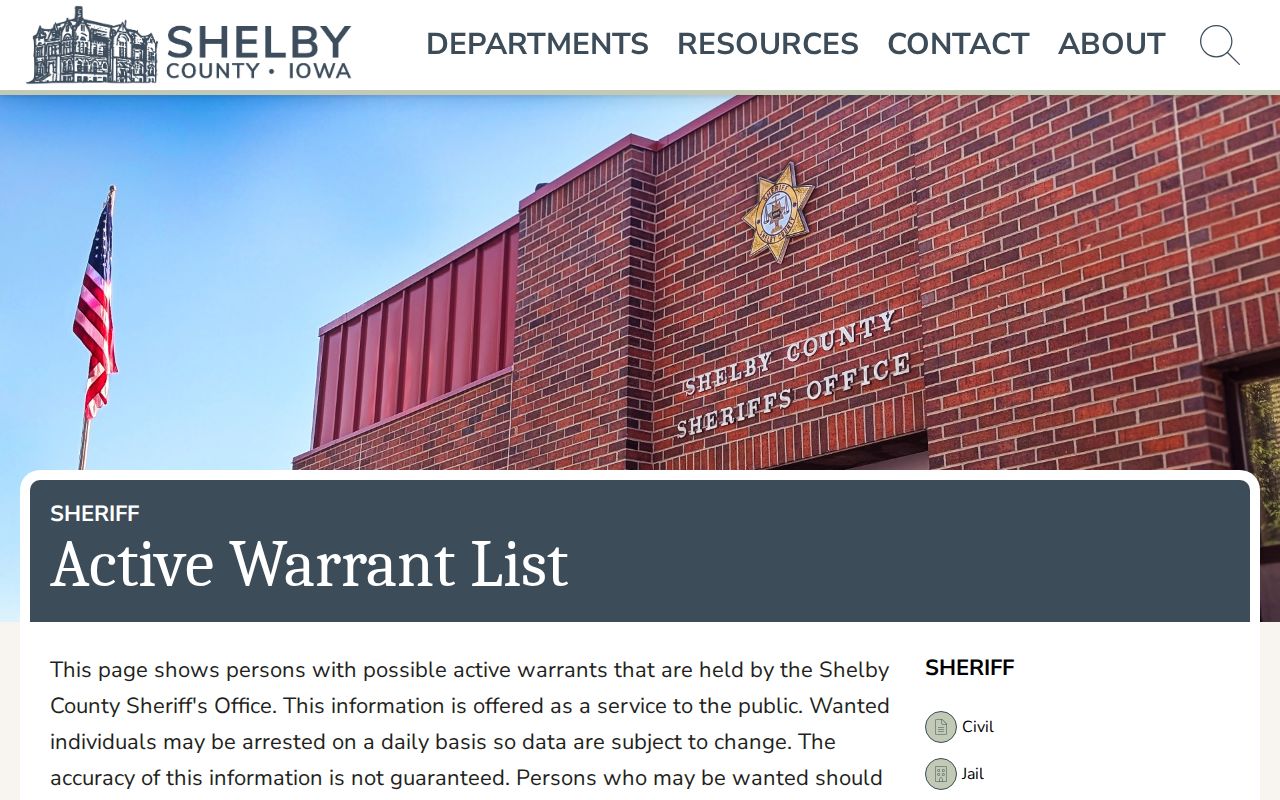 Shelby County official active arrest warrant warning and report
