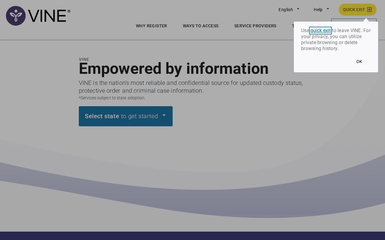VINELink custody search interface used for Shelby County arrest checks