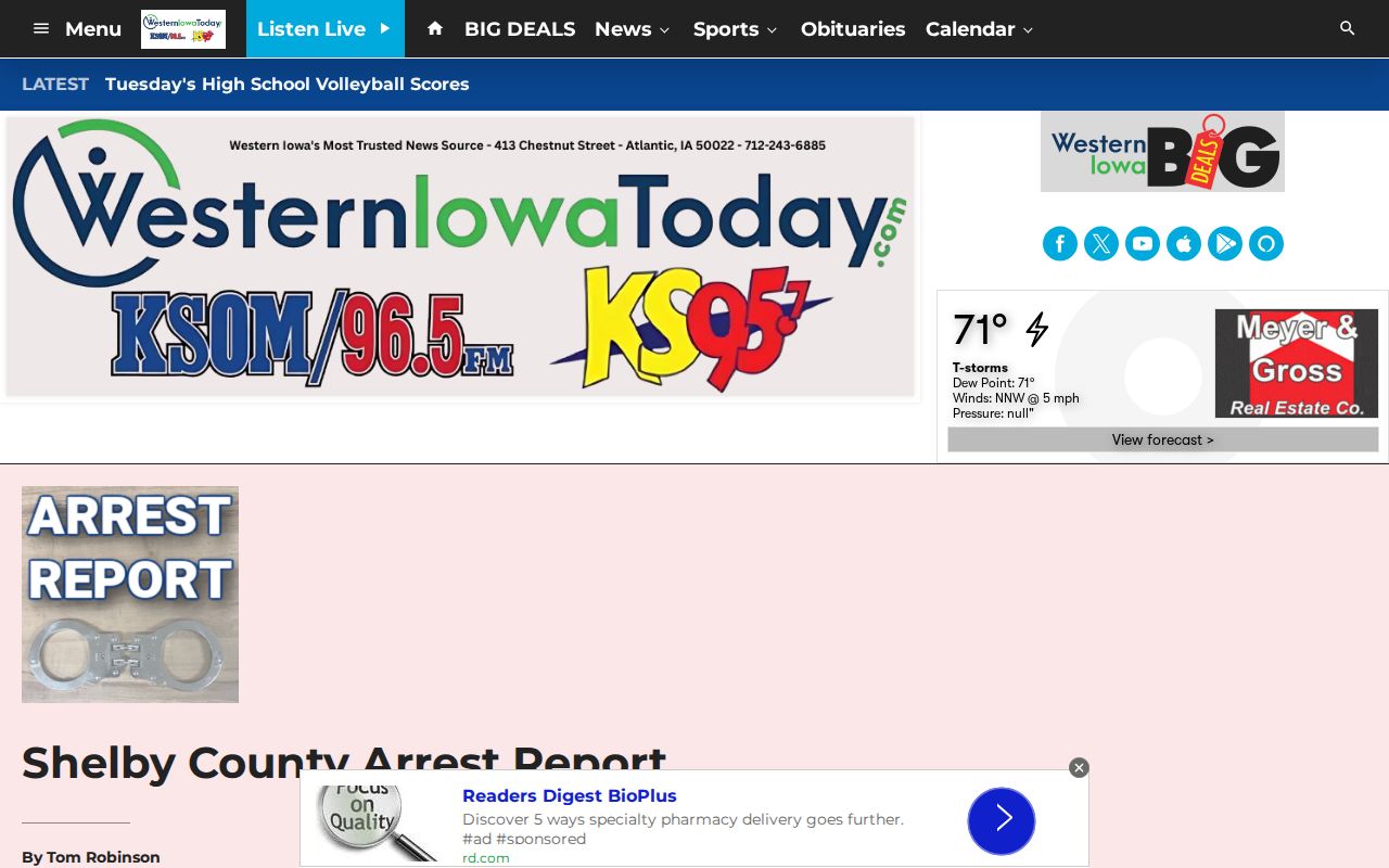 Western Iowa Today Shelby County arrest report page